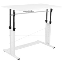 Flash Furniture NAN-JN-21908-WH-GG White Height Adjustable Sit to Stand Home Office Desk, 27.25-35.75"H