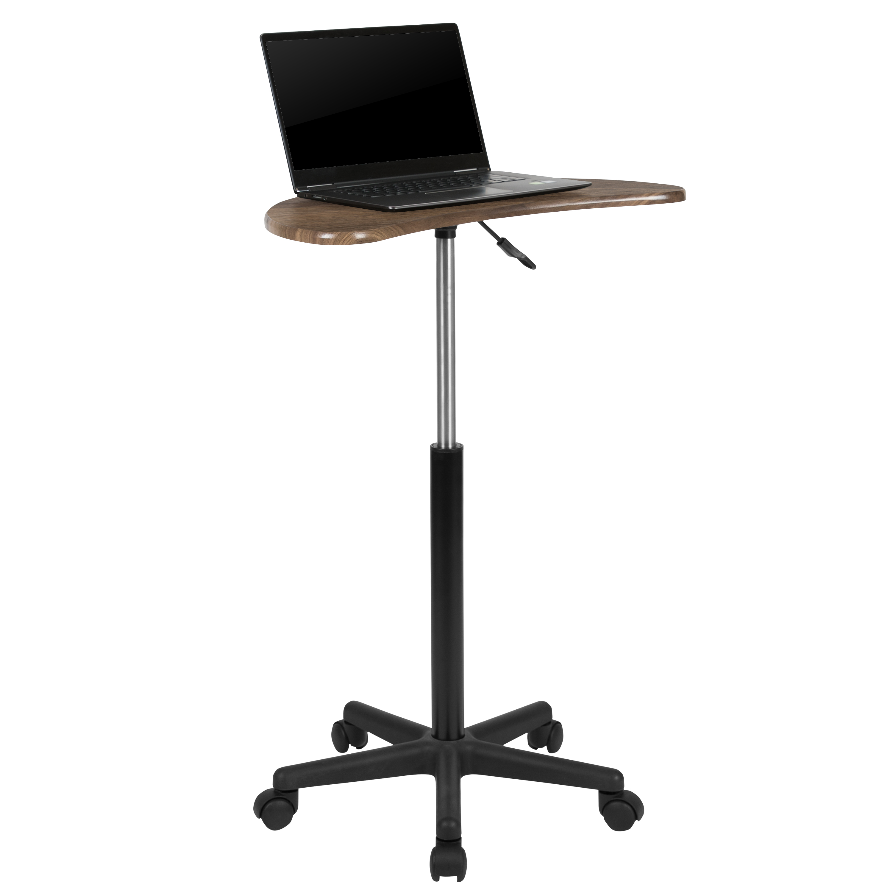 Flash Furniture NAN-JN-2792-RU-GG Rustic Walnut Sit to Stand Mobile Laptop Computer Desk