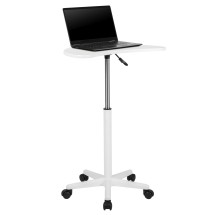Flash Furniture NAN-JN-2792-WH-GG White Sit to Stand Mobile Laptop Computer Desk