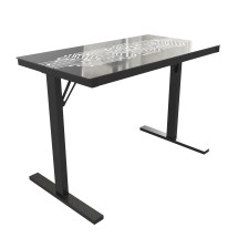 Flash Furniture NAN-JNGT-2842-GG 43&quot; Black Gaming Desk with LED Lights & Tempered Glass Desktop
