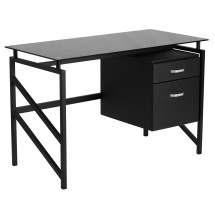 Flash Furniture NAN-WK-036-GG Glass Desk with Two Drawer Pedestal