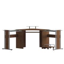 Flash Furniture NAN-WK-105-GG Teakwood Laminate Corner Desk with Pull-Out Keyboard Tray and CPU Cart