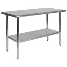 Flash Furniture NH-WT-2448-GG Stainless Steel 18 Gauge Work Table with Undershelf, 48"W x 24"D x 34.5"H