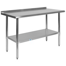 Flash Furniture NH-WT-2448BSP-GG Stainless Steel 18 Gauge Work Table with 1.5&quot; Backsplash and Undershelf, 48&quot;W x 24&quot;D x 36&quot;H