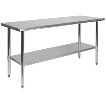 Flash Furniture NH-WT-2460-GG Stainless Steel 18 Gauge Work Table with Undershelf, 60"W x 24"D x 34.5"H