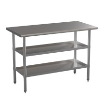 Flash Furniture NH-WT-GU-2448-GG Stainless Steel 18 Gauge Work Table with 2 Undershelves, 48&quot;W x 24&quot;D x 34.5&quot;H
