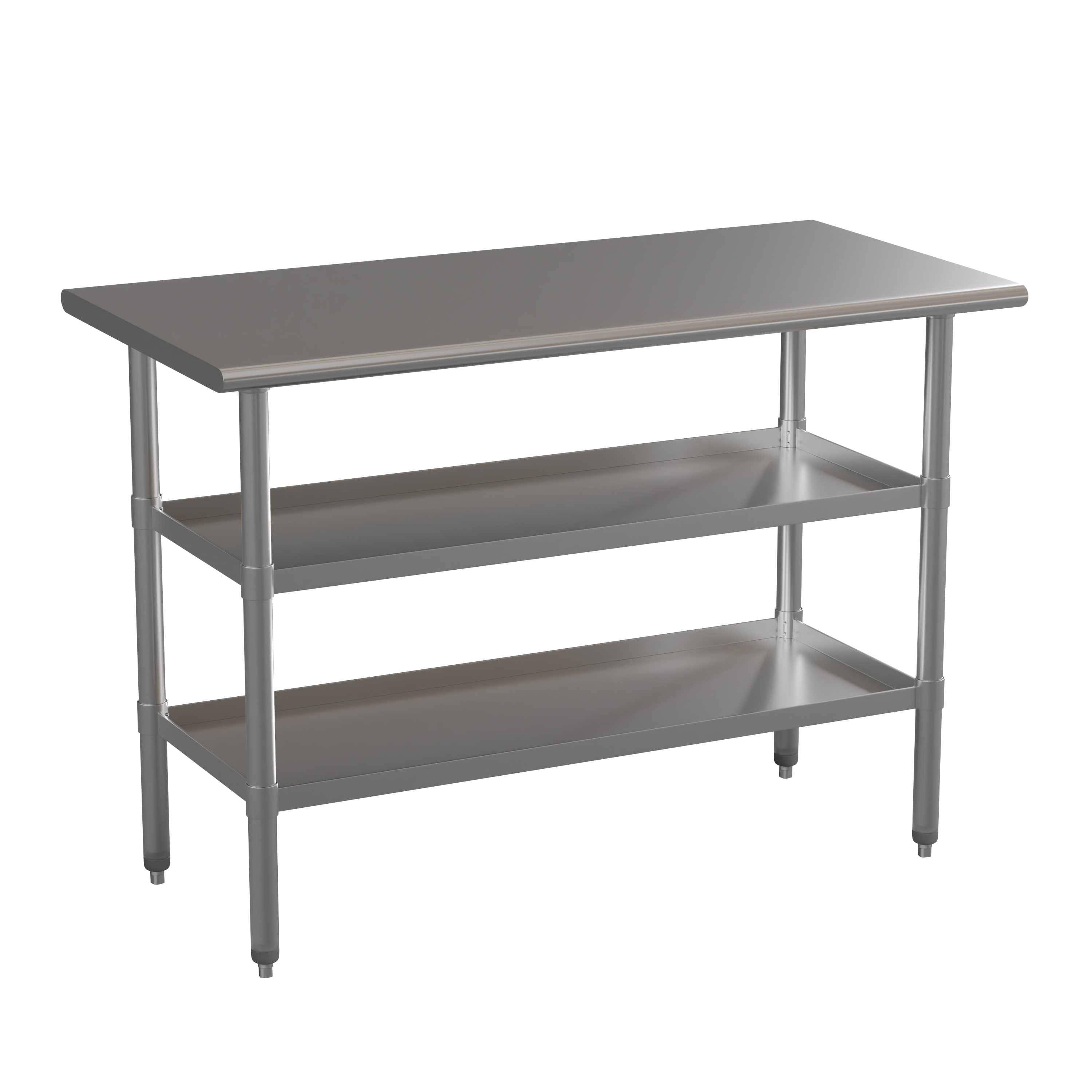 Flash Furniture NH-WT-GU-2448-GG Stainless Steel 18 Gauge Work Table with 2 Undershelves, 48"W x 24"D x 34.5"H