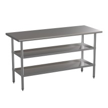 Flash Furniture NH-WT-GU-2460-GG Stainless Steel 18 Gauge Work Table with 2 Undershelves, 60&quot;W x 24&quot;D x 34.5&quot;H, NSF