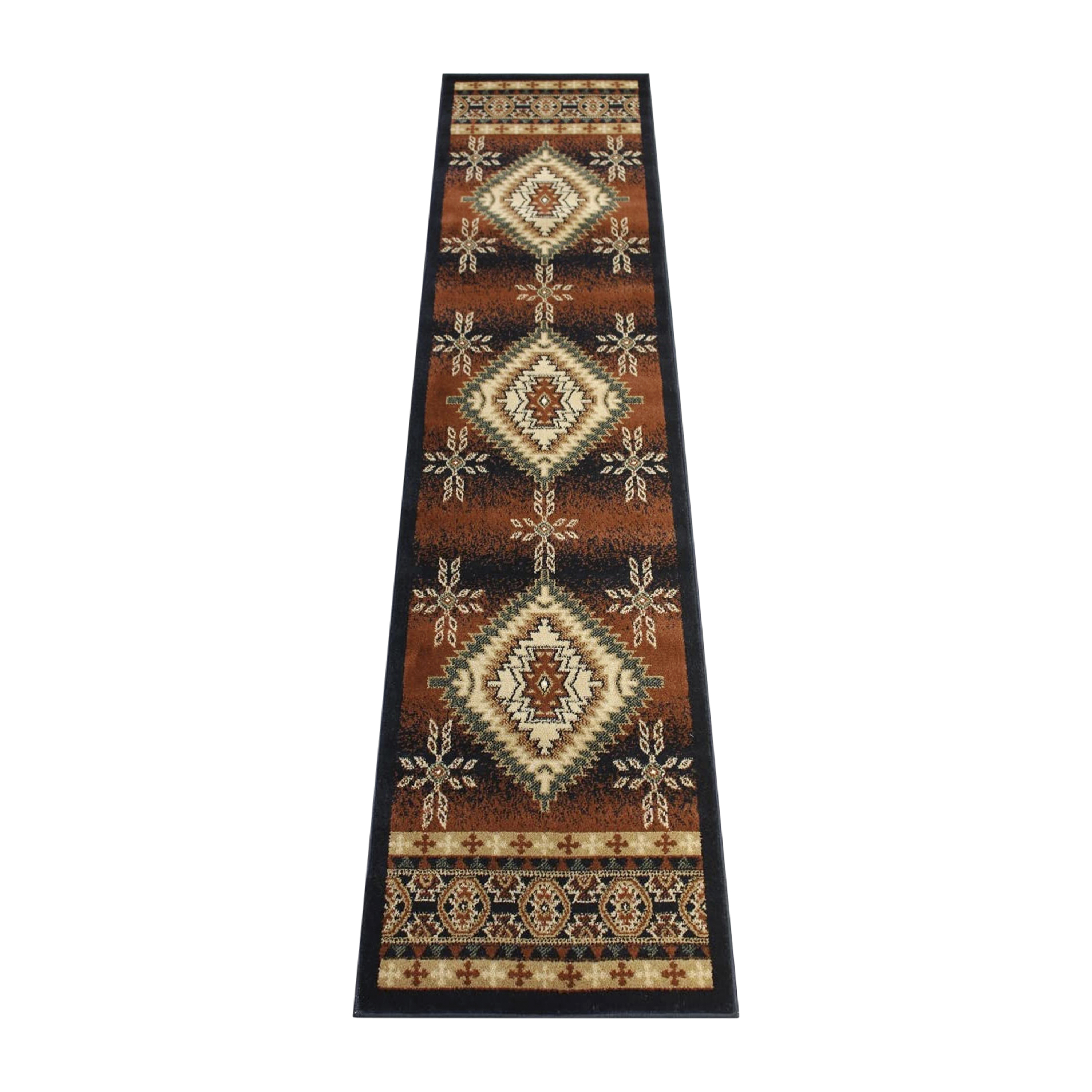 Flash Furniture NR-RG170-27-BK-GG Mirage Collection Southwestern Style 2' x 7' Brown Olefin Area Rug with Jute Backing