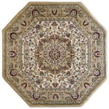 Flash Furniture NR-RG1882-44-IV-GG Mersin Persian Style 4&quot; x 4&quot; Ivory Octagon Area Rug-Olefin Rug with Jute Backing