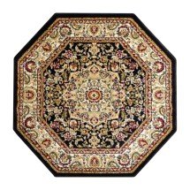 Flash Furniture NR-RG2816-44-BK-GG Mersin Persian Style 4&quot; x 4&quot; Black Octagon Area Rug-Olefin Rug with Jute Backing