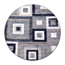 Flash Furniture OK-HCF-7146ATUR-5R-BL-GG Gideon Geometric 5' x 5' Blue, Grey, and White Round Olefin Area Rug 