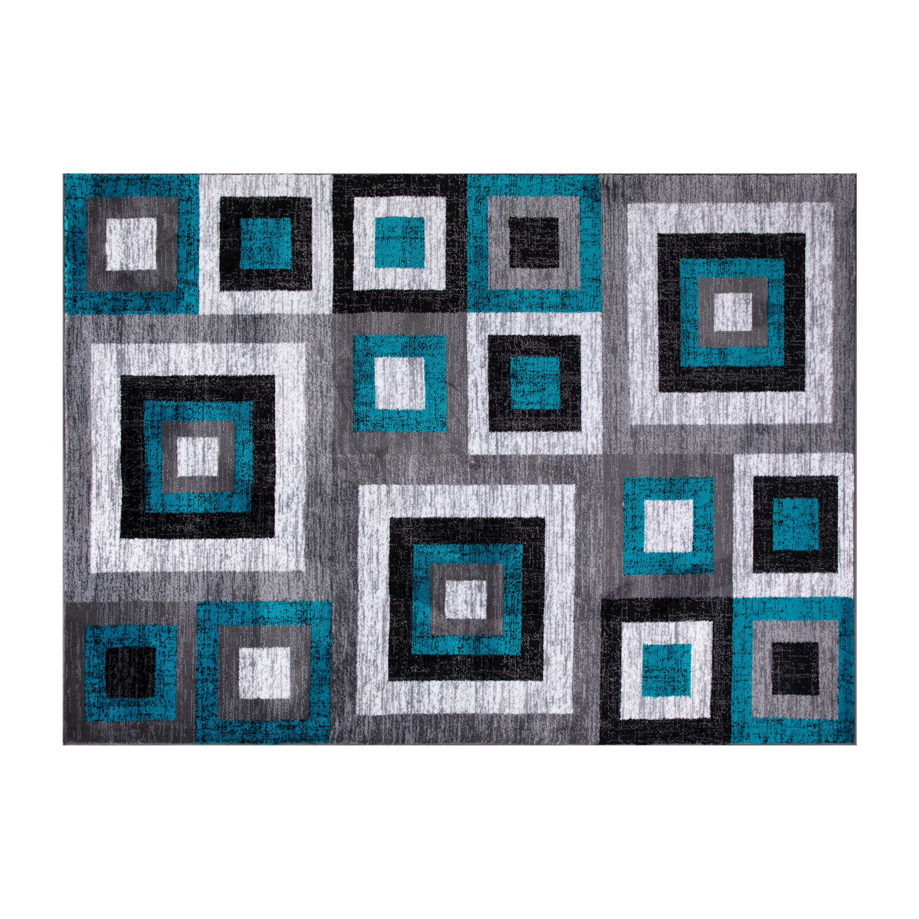 Flash Furniture OK-HCF-7146ATUR-69-TUR-GG Gideon Geometric 6' x 9' Turquoise, Grey, and White Olefin Area Rug 