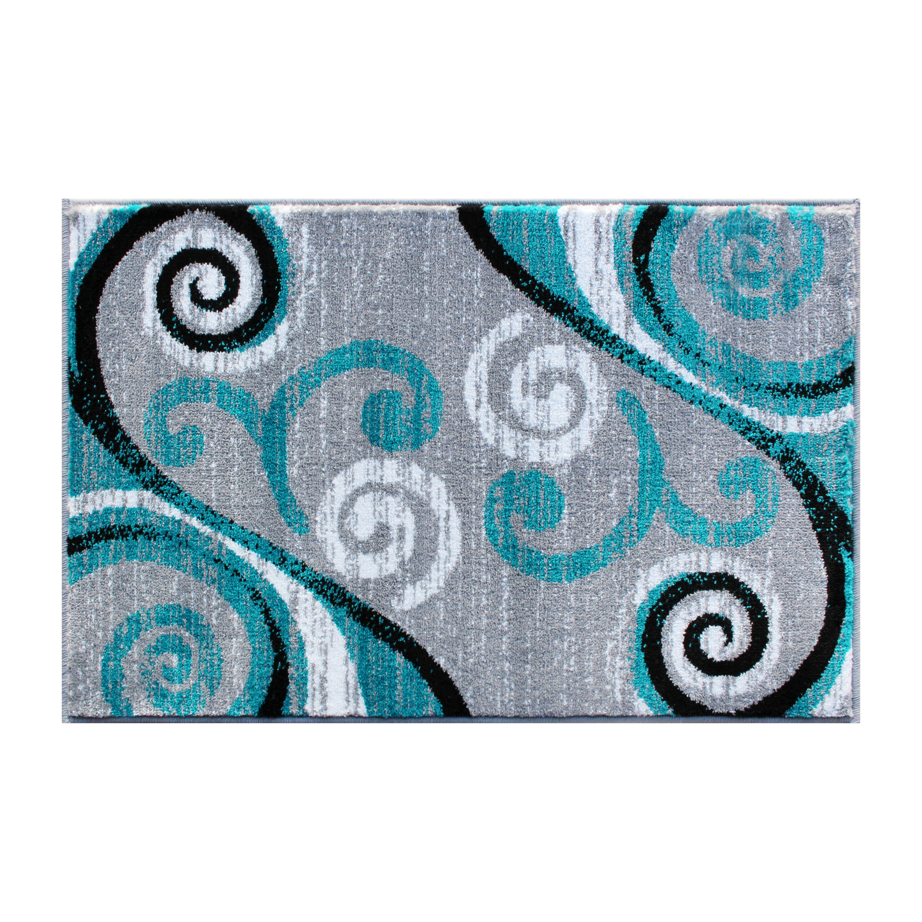 Flash Furniture OKR-RG1100-23-TQ-GG Valli 2' x 3' Turquoise Abstract Area Rug, Olefin with Jute Backing