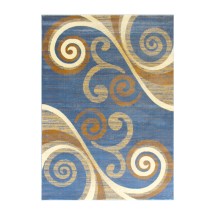 Flash Furniture OKR-RG1100-57-BL-GG Valli 5' x 7' Blue Abstract Area Rug, Olefin with Jute Backing