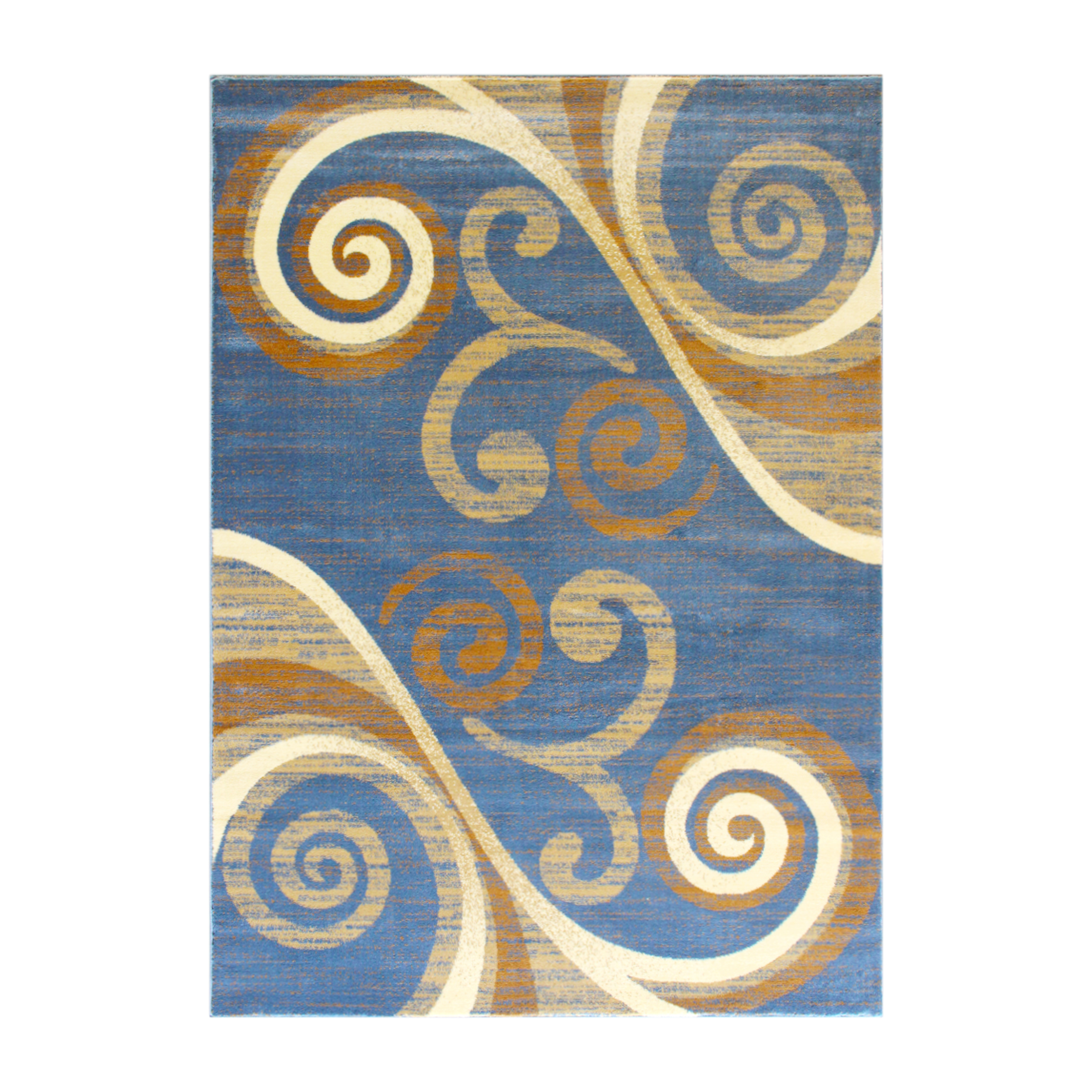 Flash Furniture OKR-RG1100-57-BL-GG Valli 5' x 7' Blue Abstract Area Rug, Olefin with Jute Backing