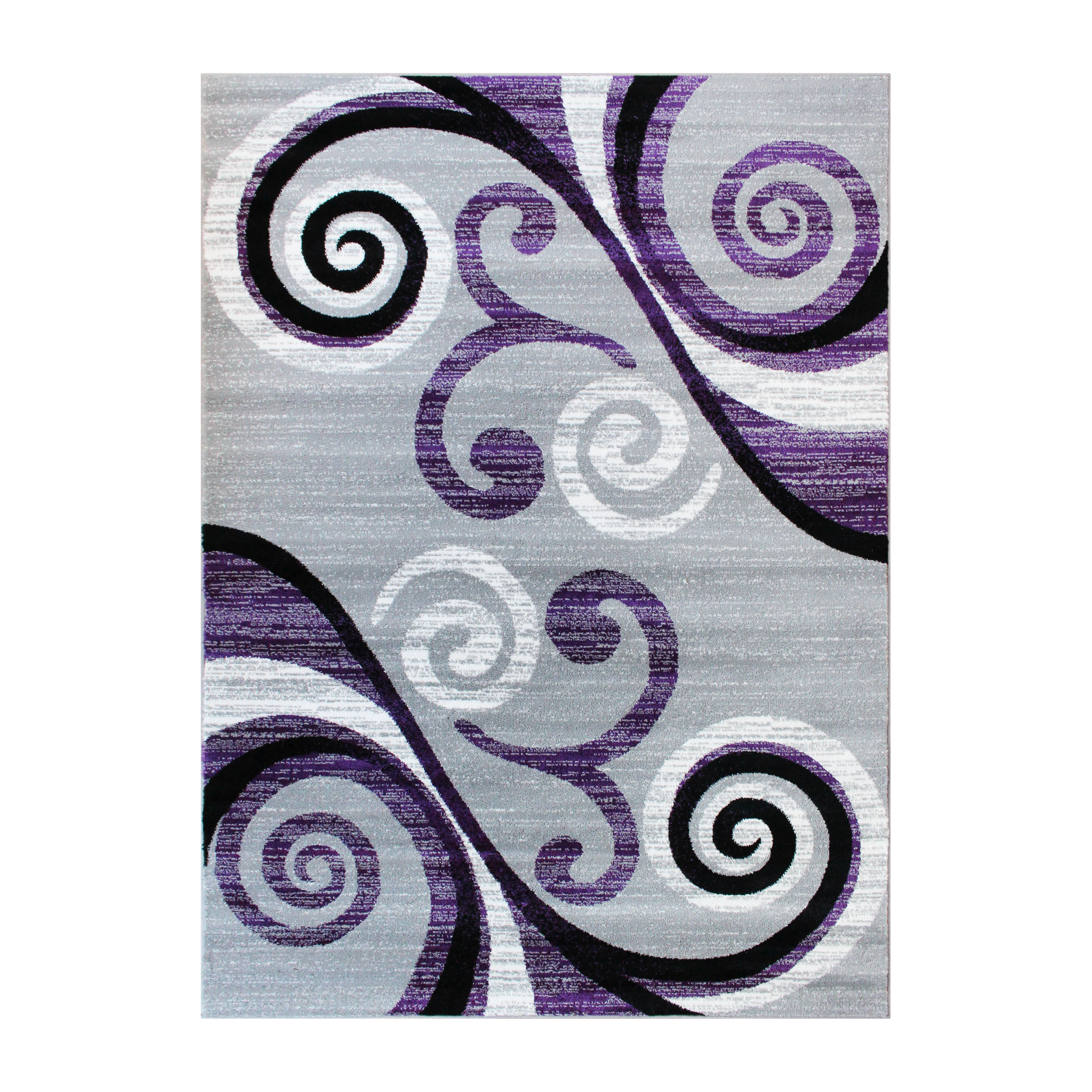 Flash Furniture OKR-RG1100-57-PU-GG Valli 5' x 7' Purple Abstract Area Rug, Olefin with Jute Backing