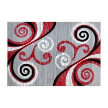 Flash Furniture OKR-RG1100-57-RD-GG Valli 5' x 7' Red Abstract Area Rug, Olefin with Jute Backing