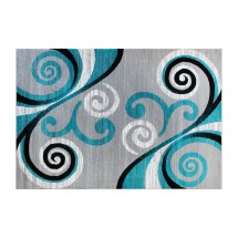 Flash Furniture OKR-RG1100-57-TQ-GG Valli 5' x 7' Turquoise Abstract Area Rug, Olefin with Jute Backing
