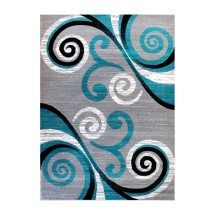 Flash Furniture OKR-RG1100-69-TQ-GG Valli 6' x 9' Turquoise Abstract Area Rug, Olefin with Jute Backing