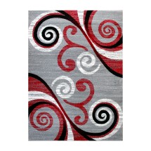 Flash Furniture OKR-RG1100-810-RD-GG Valli 8' x 10' Red Abstract Area Rug, Olefin with Jute Backing