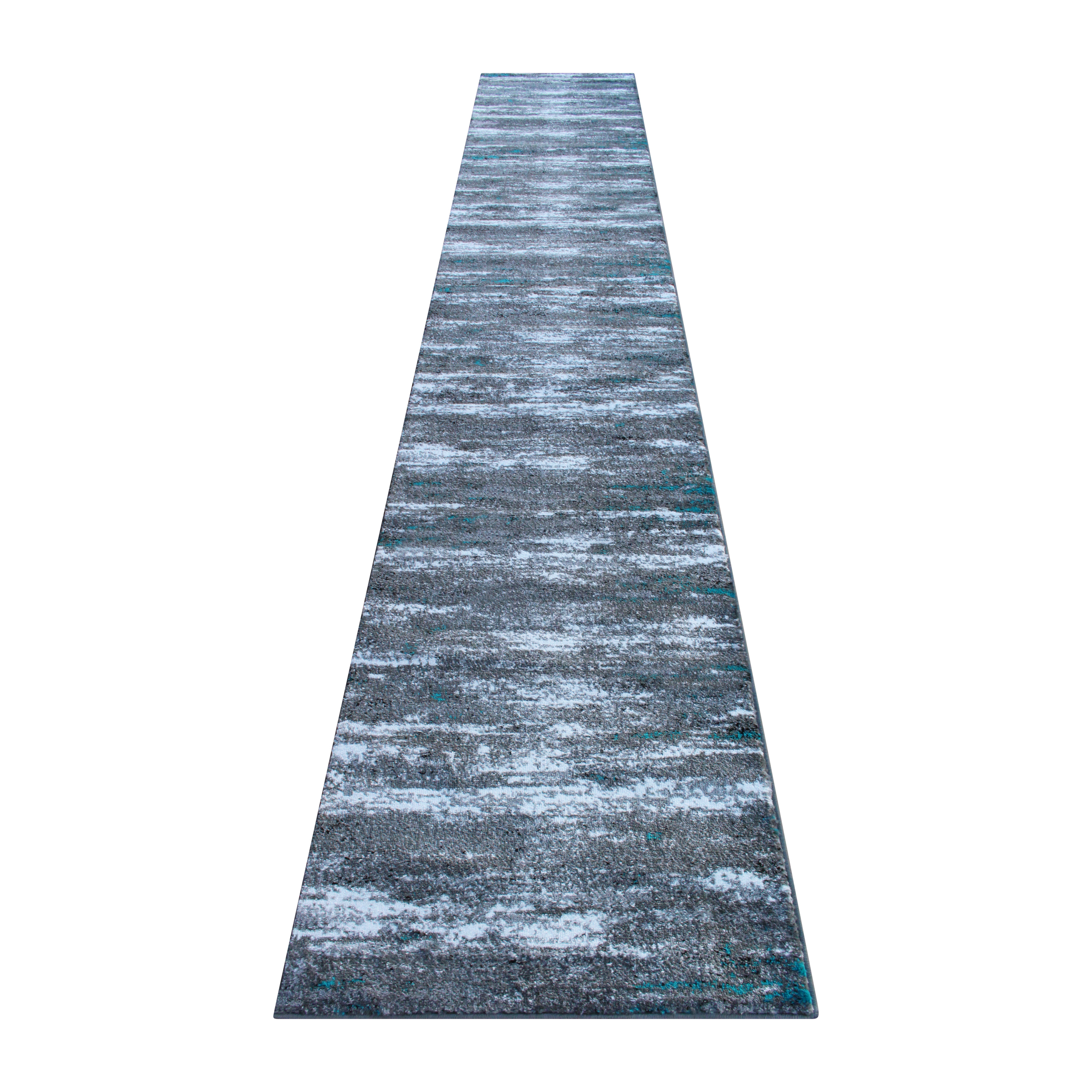 Flash Furniture OKR-RG1102-316-TQ-GG Marian 3' x 16' Distressed Gray Olefin Area Rug with Jute Backing
