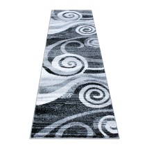 Flash Furniture OKR-RG1103-27-GY-GG Cirrus 2' x 7' Gray Swirl Patterned Olefin Area Rug with Jute Backing
