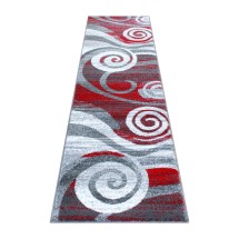 Flash Furniture OKR-RG1103-27-RD-GG Cirrus 2' x 7' Red Swirl Patterned Olefin Area Rug with Jute Backing