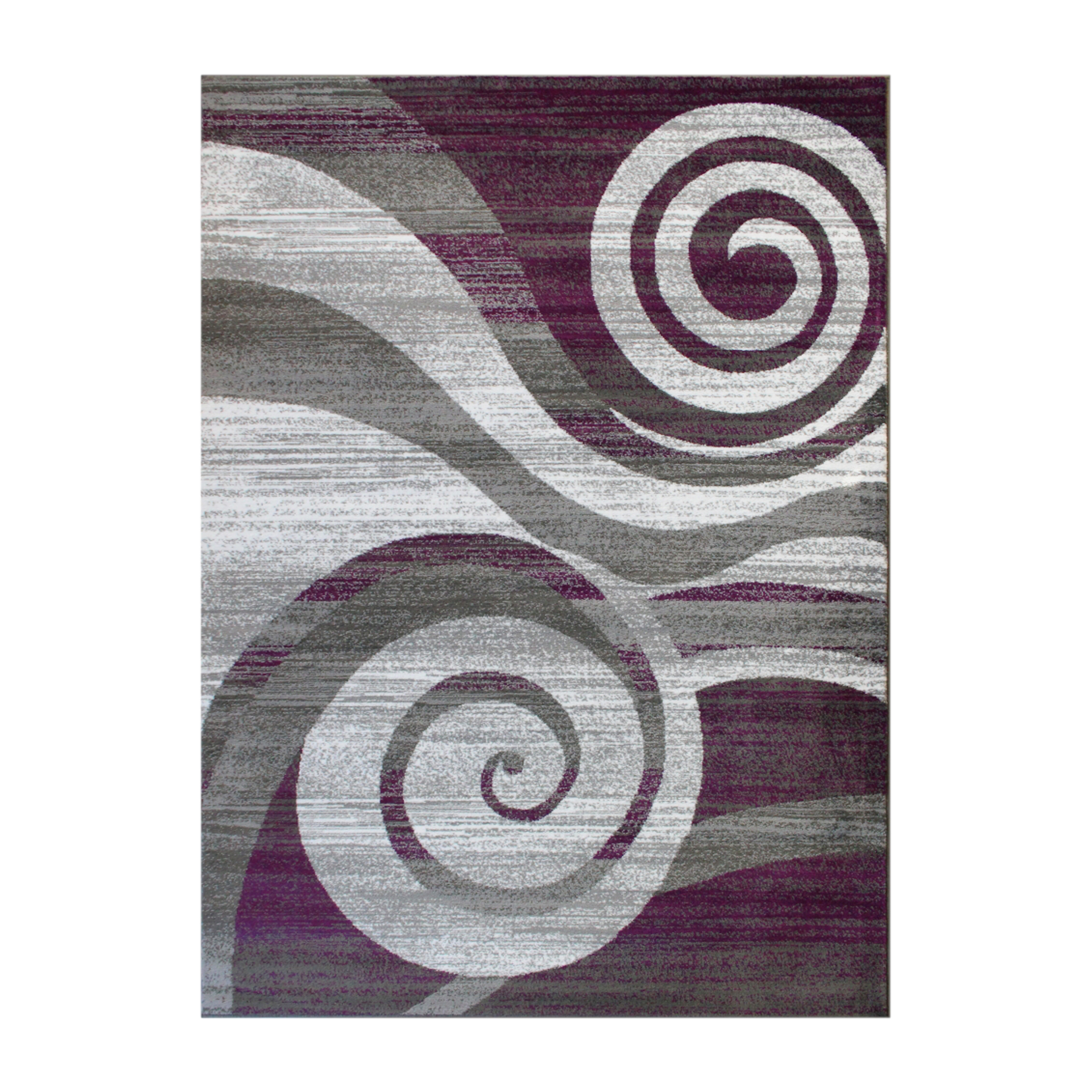Flash Furniture OKR-RG1103-45-PU-GG Cirrus 4' x 5' Purple Swirl Patterned Olefin Area Rug with Jute Backing