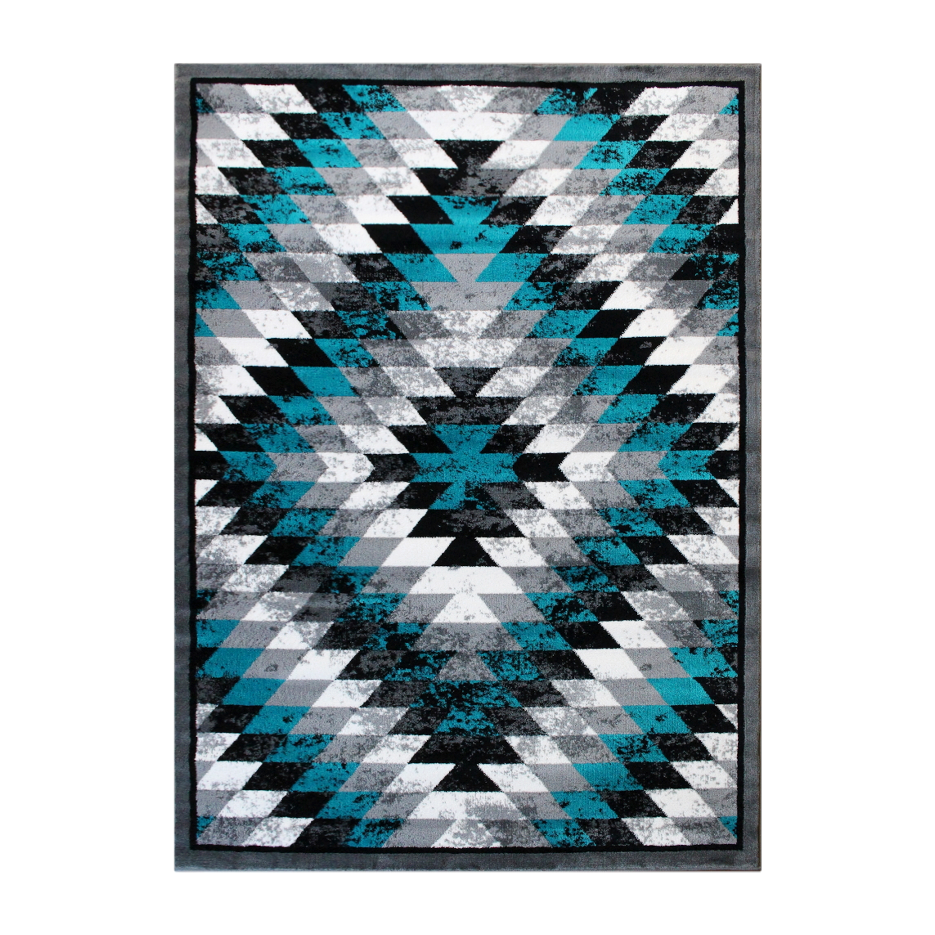 Flash Furniture OKR-RG1106-45-TQ-GG Teagan Southwestern 4' x 5' Turquoise Area Rug, Olefin with Jute Backing