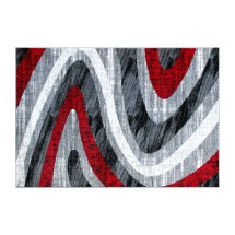 Flash Furniture OKR-RG1107-57-RD-GG Altum 5' x 7' Red Wave Patterned Olefin Area Rug with Jute Backing