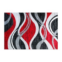 Flash Furniture OKR-RG1109-57-RD-GG Wisp 5' x 7' Red Rippled Olefin Area Rug with Jute Backing