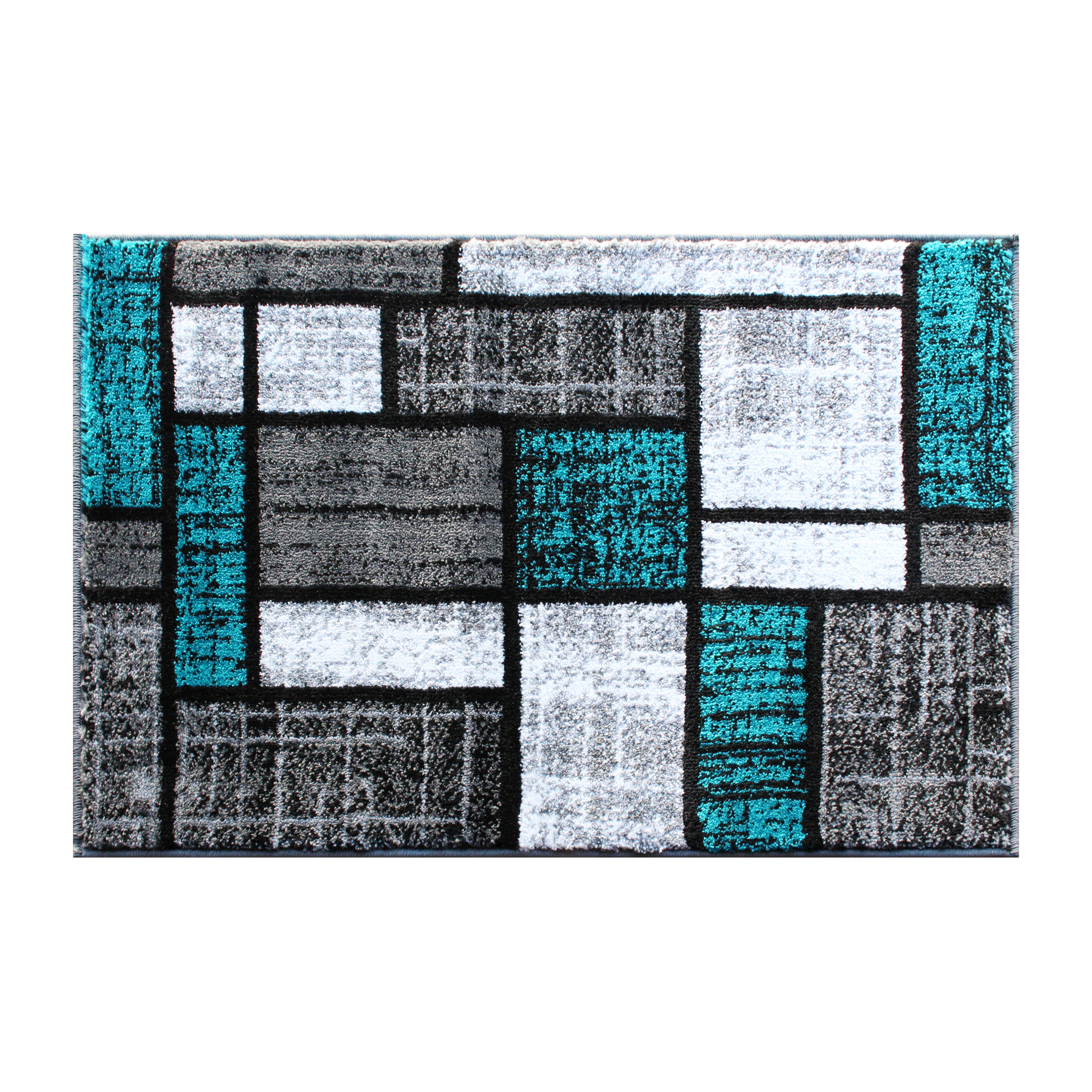 Flash Furniture OKR-RG1110-23-TQ-GG Raven 2' x 3' Turquoise Color Bricked Olefin Area Rug with Jute Backing