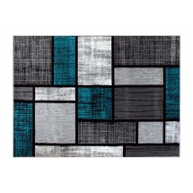 Flash Furniture OKR-RG1110-57-TQ-GG Raven 5' x 7' Turquoise Color Bricked Olefin Area Rug with Jute Backing