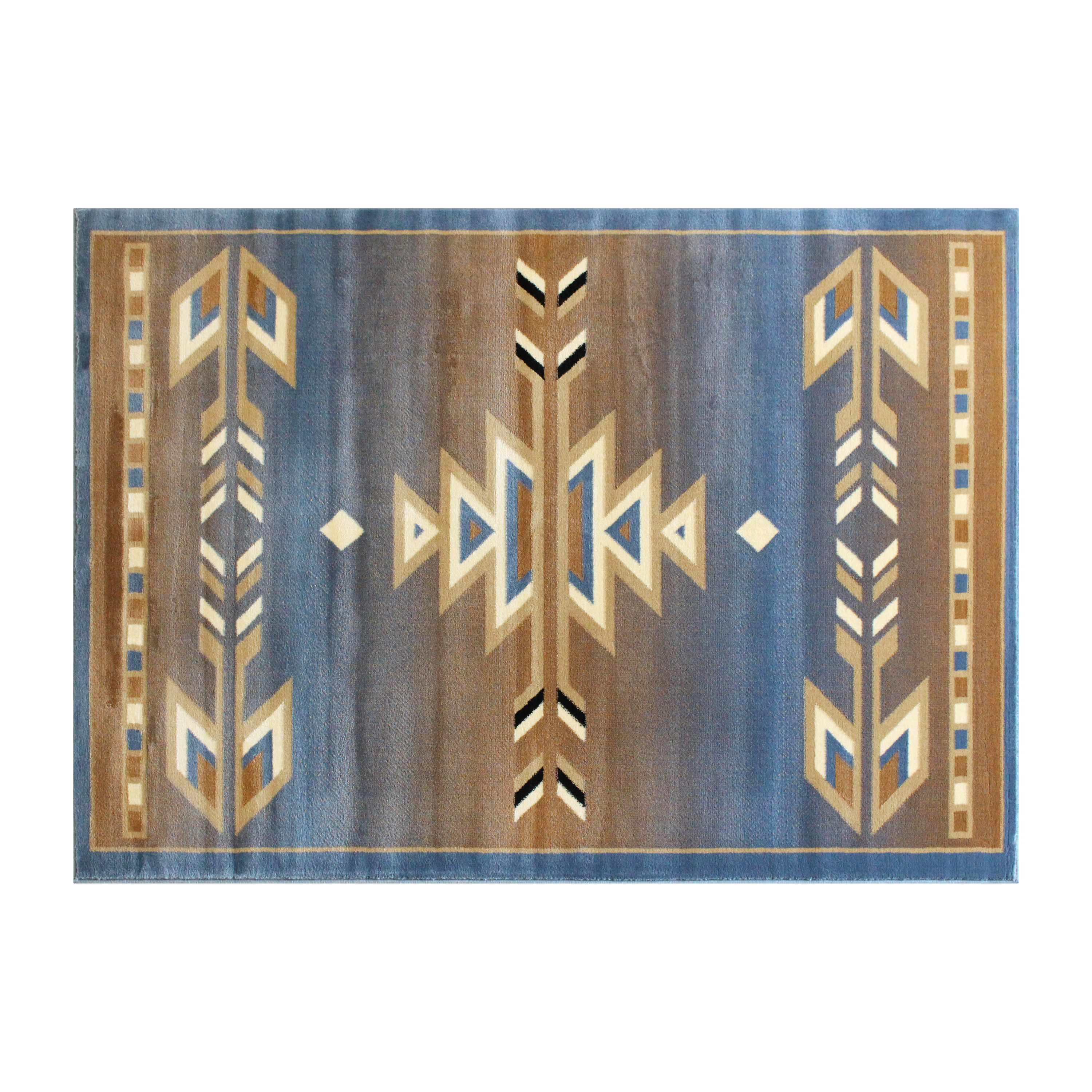 Flash Furniture OKR-RG1113-45-BL-GG Lodi Southwestern 4' x 5' Blue Area Rug, Olefin with Jute Backing
