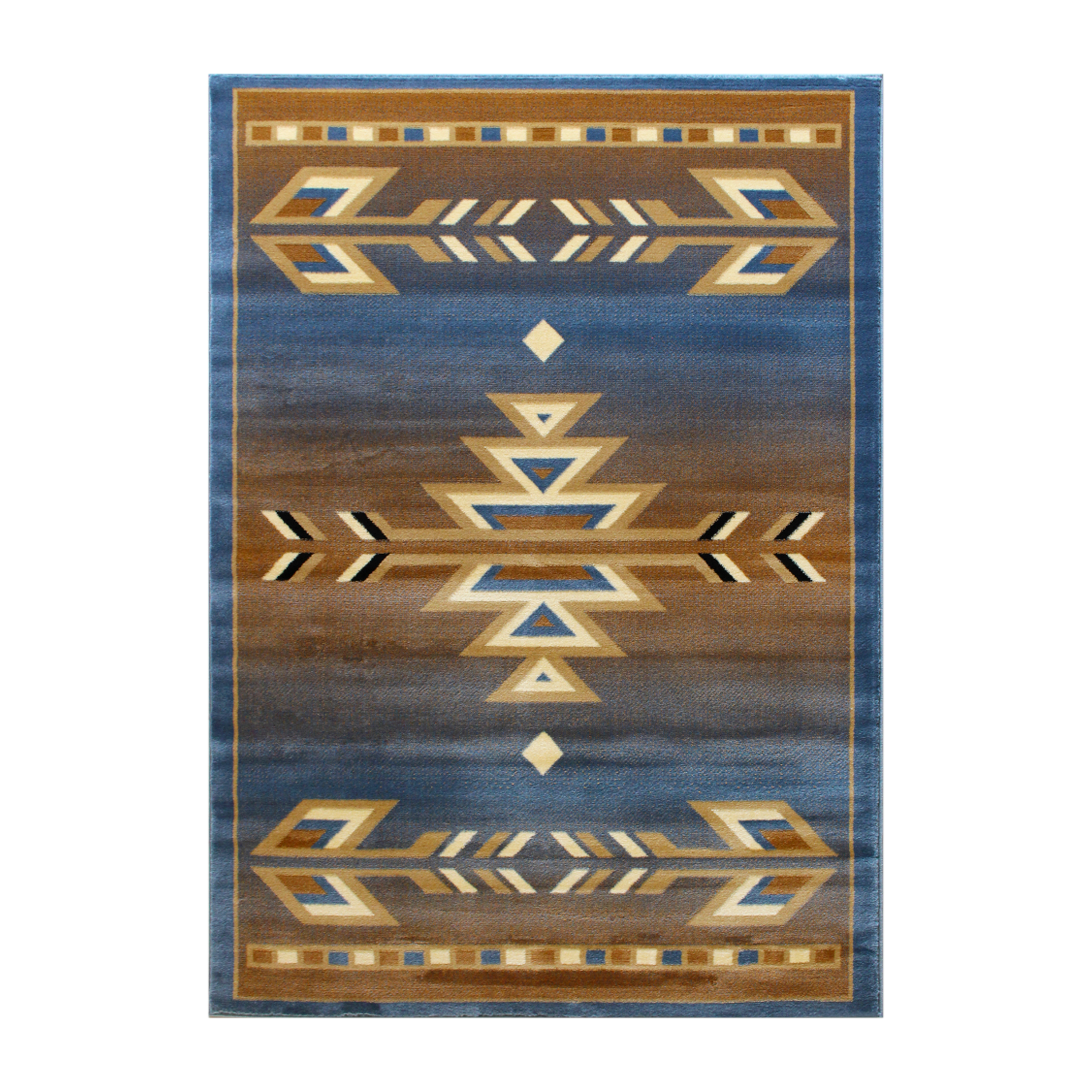 Flash Furniture OKR-RG1113-57-BL-GG Lodi Southwestern 5' x 7' Blue Area Rug, Olefin with Jute Backing