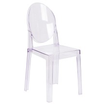 Flash Furniture OW-GHOSTBACK-18-GG Ghost Chair with Oval Back in Transparent Crystal
