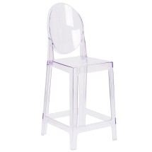 Flash Furniture OW-GHOSTBACK-24-GG Ghost Counter Stool with Oval Back in Transparent Crystal