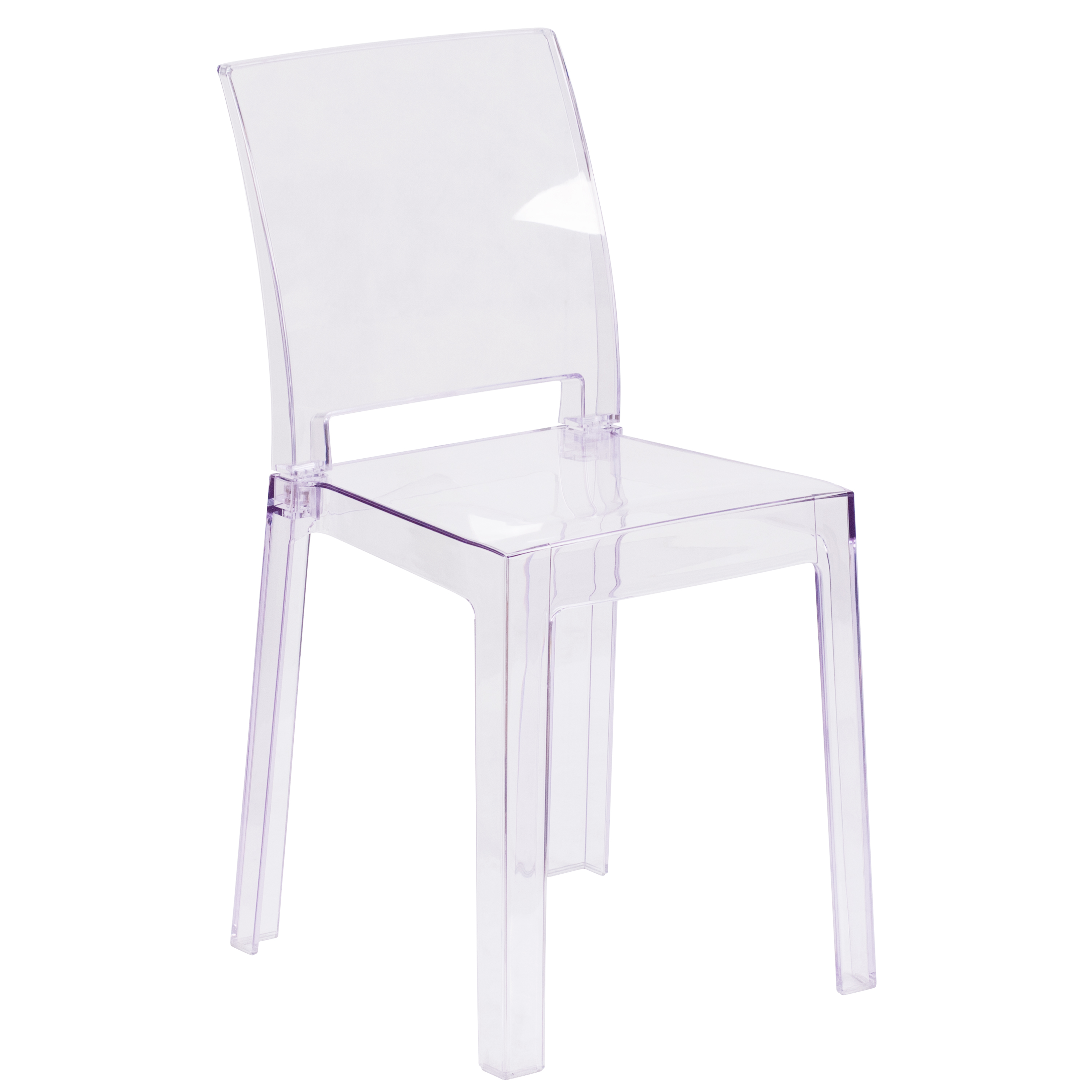 Flash Furniture OW-SQUAREBACK-18-GG Ghost Chair with Square Back in Transparent Crystal