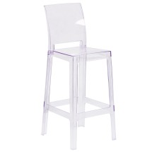 Flash Furniture OW-SQUAREBACK-29-GG Ghost Barstool with Square Back in Transparent Crystal