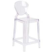 Flash Furniture OW-TEARBACK-24-GG Ghost Counter Stool with Tear Back in Transparent Crystal