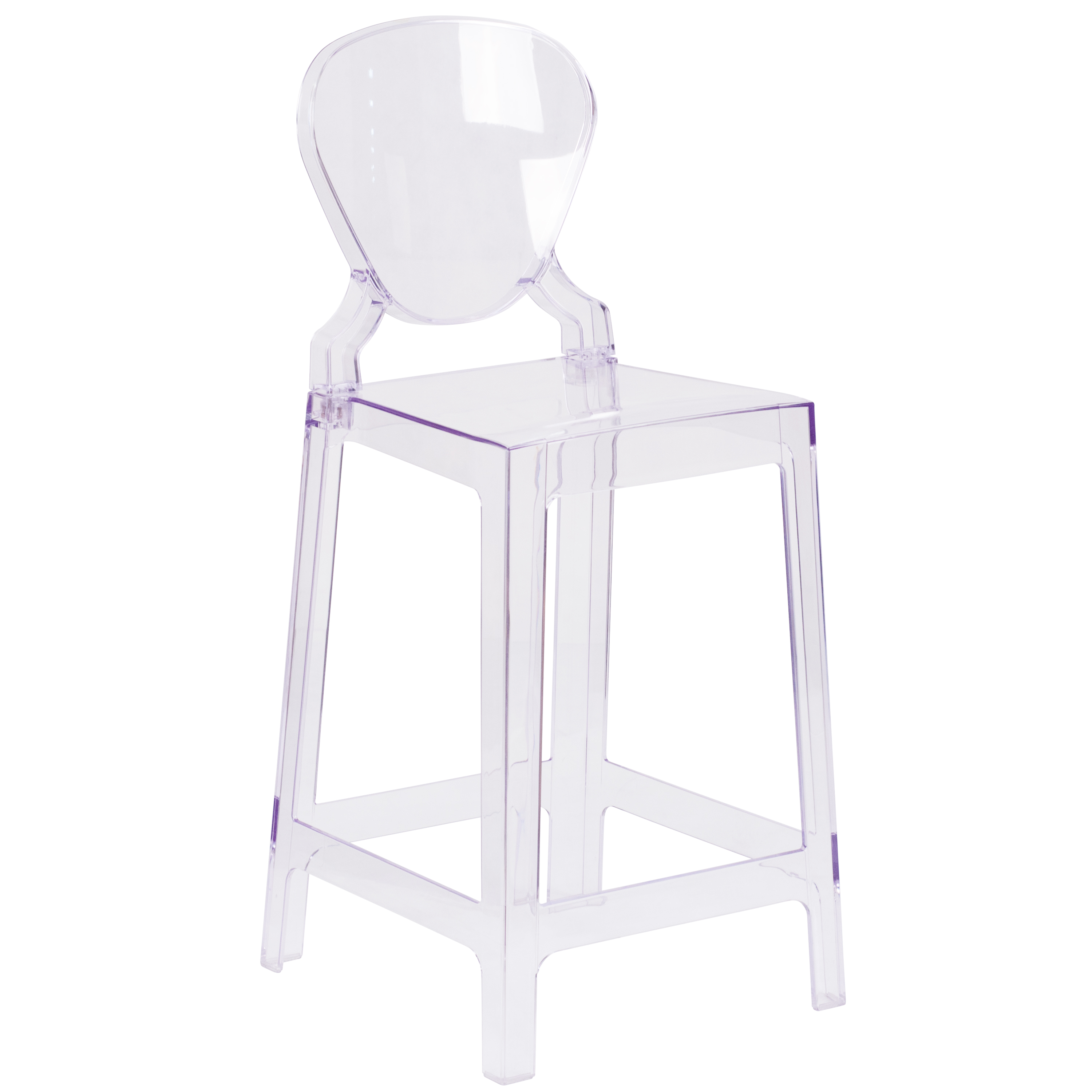 Flash Furniture OW-TEARBACK-24-GG Ghost Counter Stool with Tear Back in Transparent Crystal