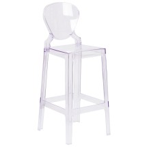 Flash Furniture OW-TEARBACK-29-GG Ghost Barstool with Tear Back in Transparent Crystal