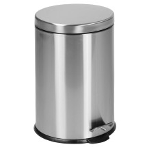 Flash Furniture PF-H008A20-M-GG Round Stainless Steel Soft Close Step Trash Can 5.3 Gallons