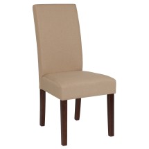 Flash Furniture QY-A37-9061-BGE-GG Beige Fabric Panel Back Mid-Century Parsons Dining Chair