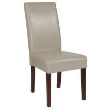 Flash Furniture QY-A37-9061-BGL-GG Ivory LeatherSoft Panel Back Mid-Century Parsons Dining Chair