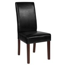 Flash Furniture QY-A37-9061-BKL-GG Black LeatherSoft Panel Back Mid-Century Parsons Dining Chair