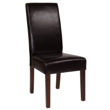 Flash Furniture QY-A37-9061-BRNL-GG Brown LeatherSoft Upholstered Panel Back Mid-Century Parsons Dining Chair