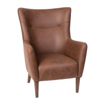 Flash Furniture QY-B235-DBR-GG Dark Brown Faux Leather Traditional Wingback Accent Chair