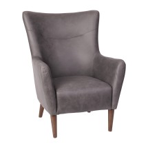 Flash Furniture QY-B235-DGY-GG Dark Gray Dark Brown Faux Leather Traditional Wingback Accent Chair